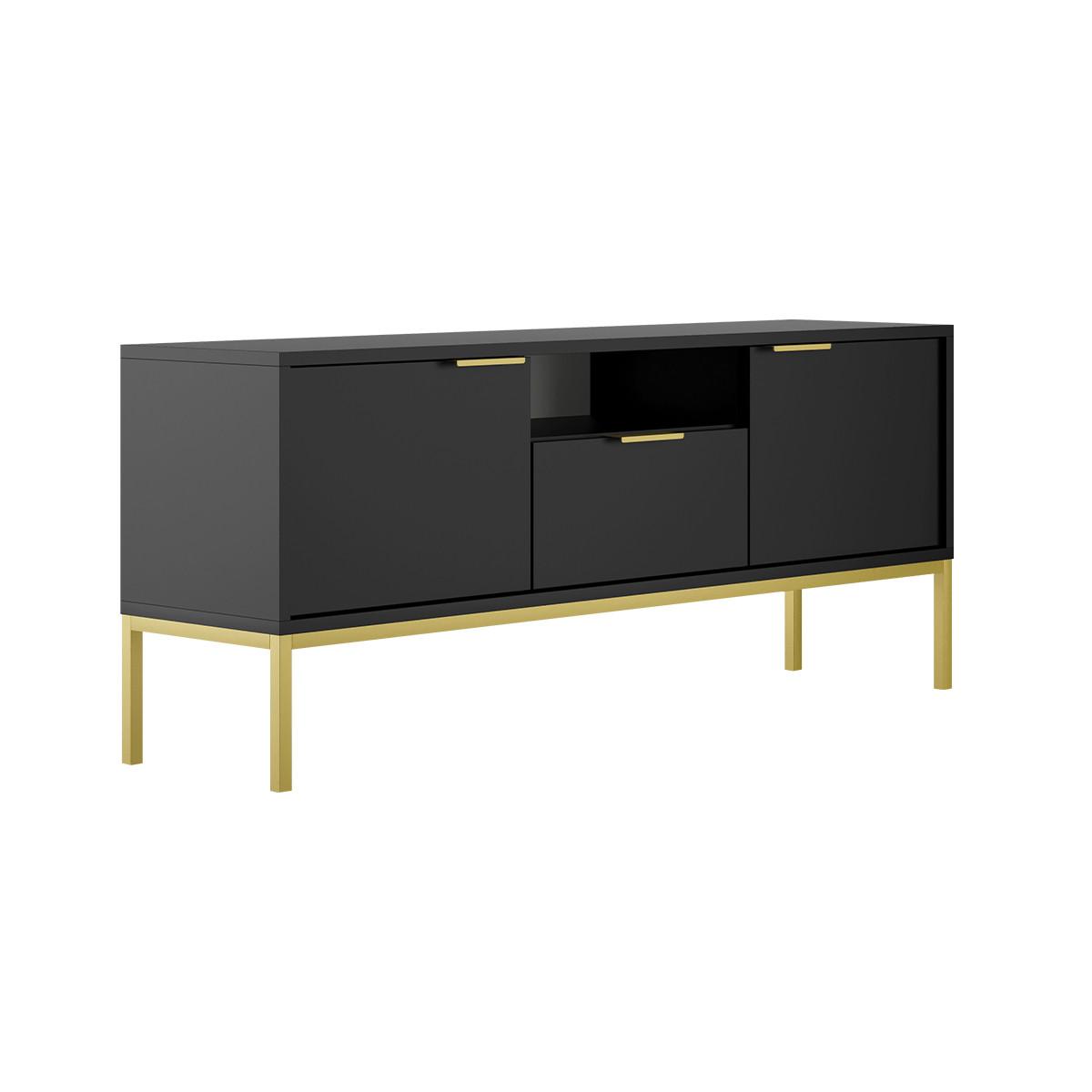 TV-MÖBEL Seattle Schwarz - Goldfarben/Schwarz, Holzwerkstoff (135/56.4/33cm) - Petits-meubles