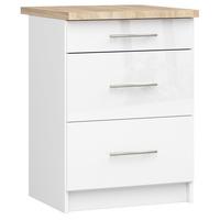 UNTERSCHRANK Weiß, Weiß Glanz 85/60/46 - Silberfarben/Weiß, Holzwerkstoff (60/85/46cm) - RAUMHIRSCH FURNITURE