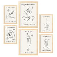 POSTER Set Mit 6 Yoga Musen 1 A3 & A4 Rahmen Aus Hellem Holz - Beige, Papier (29/3/42cm) - Nacnic