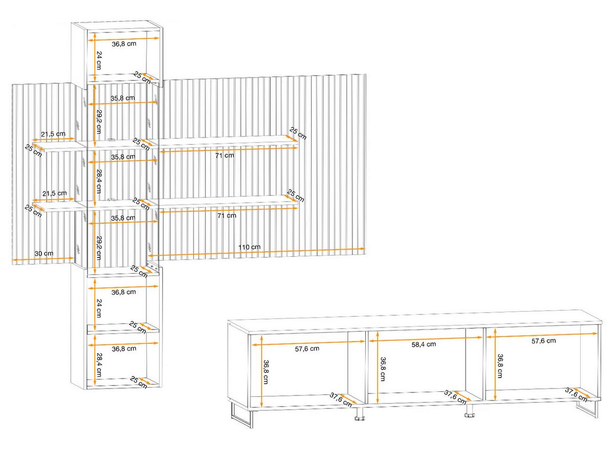 WOHNWAND Sand matt, Eiche Artisan 280 cm, Schrankwand inklusive LED Beleuchtung - Sandfarben/Schwarz, Holzwerkstoff/Kunststoff (280/200/45cm) - Furn.Design
