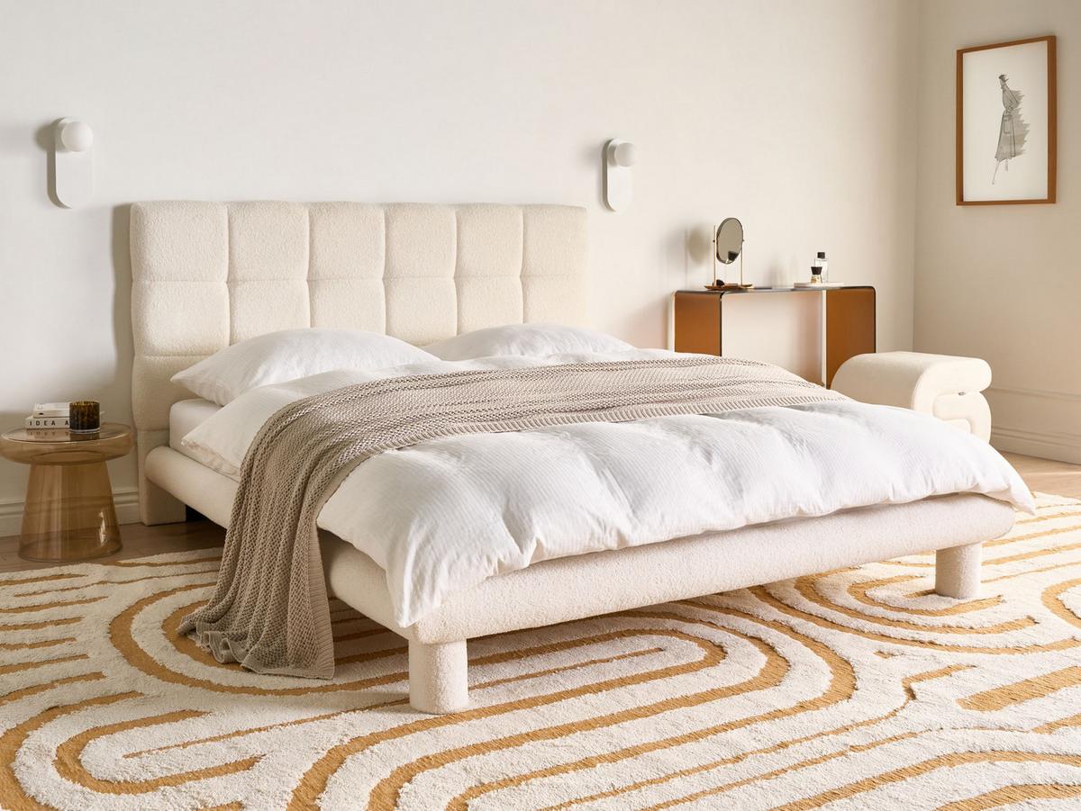 BETT mit Lattenrost 160/200 cm Cremeweiß Cressat - Weiß, Textil (160/200cm) - Beliani