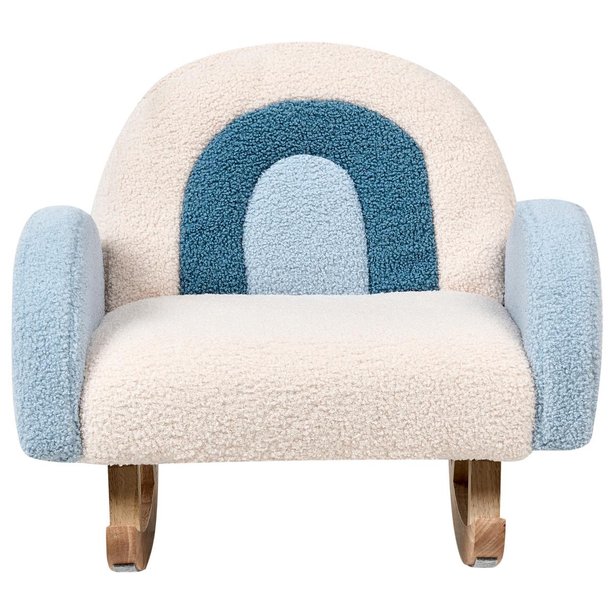 KINDERSCHAUKELSTUHL Cremeweiß Ombo - Blau/Braun, Textil (44/48/53cm) - Beliani