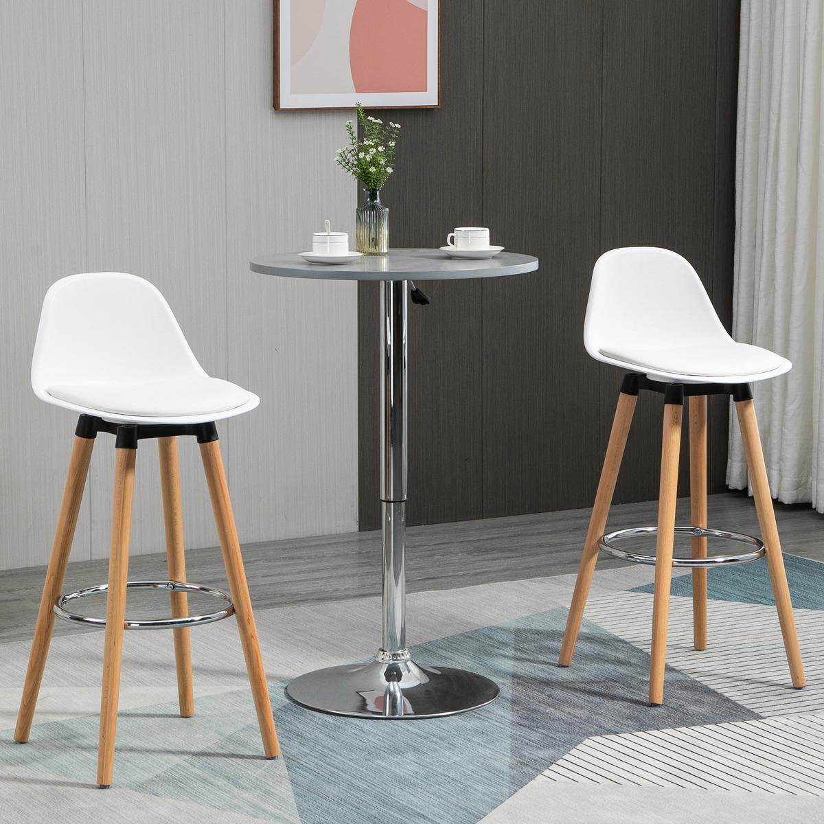 BARHOCKER, Kunstleder, Buchenholz, Weiß - Weiß, Kunststoff (43/91/43cm) - HOMCOM