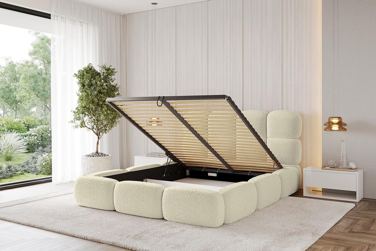 POLSTERBETT mit Bettkasten und Lattenrost, Boxbett ohne Matratze - NOMA 180x200 Beige - Taupe, Holzwerkstoff/Textil (180/200cm) - ALTDECOR