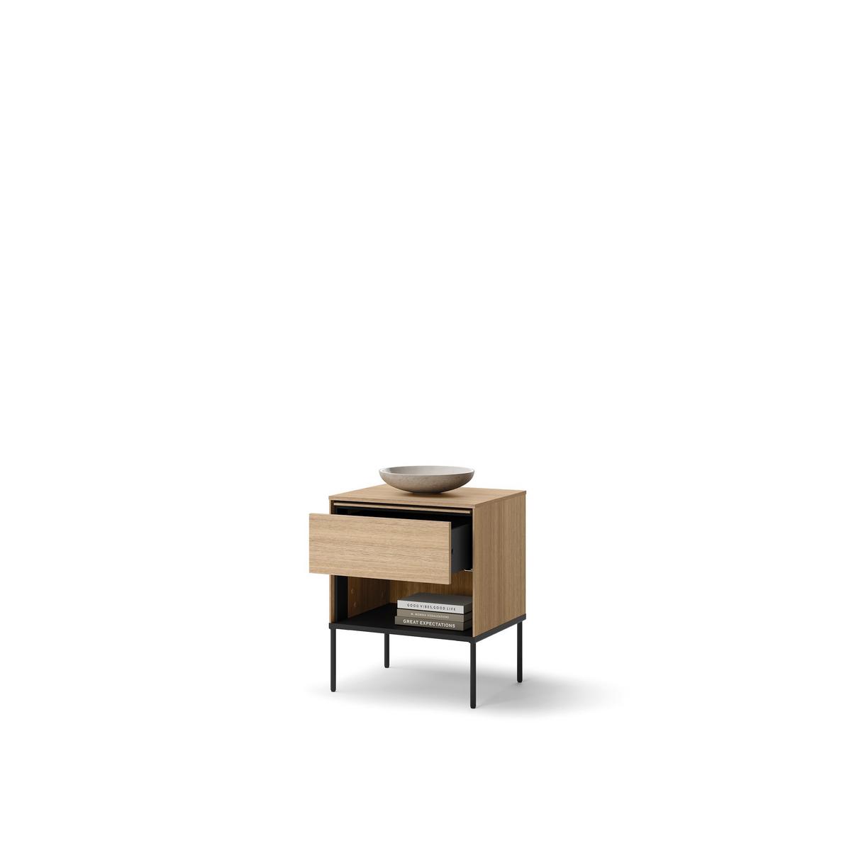 NACHTTISCH VISSO VI-10 Eiche linear - Eichefarben, Holzwerkstoff (41/51/62cm) - Lookway