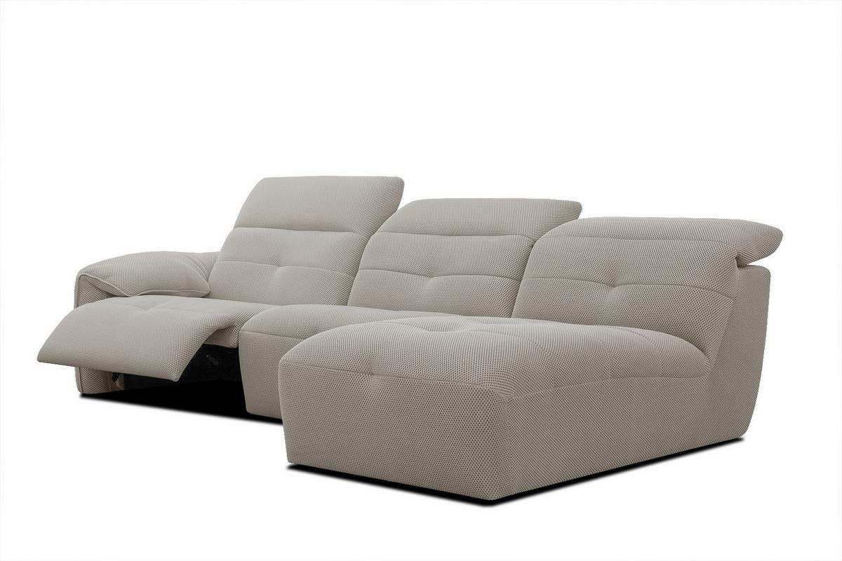 ECKSOFA TRENTO 4-Sitzer mit 1 Relaxfunktion, beige - Beige/Schwarz, Holzwerkstoff/Kunststoff (262/165cm) - Wozimo