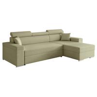 ECKSOFA AISHA Rechts mit Schlaffunktion und Bettkasten Grün - Chromfarben/Grün, Kunststoff/Textil (250/130cm) - Idohome