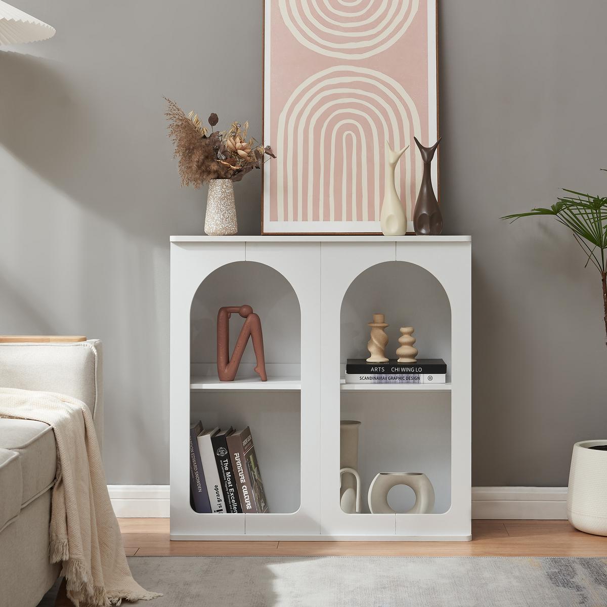 SIDEBOARD Trorhun - Weiß, Holzwerkstoff (30/80/80cm) - [en.casa]