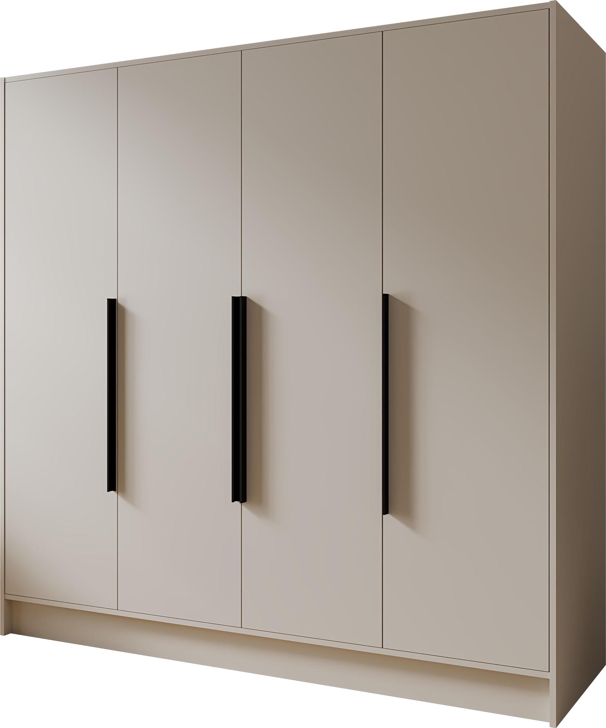 KLEIDERSCHRANK Mono Bis im Skandi-Stil, Drehtüren mit Schwarze Metallgriffe, Kaschmir 200/200/51 cm - Kaschmir/Beige, Holzwerkstoff (200/200/51cm) - WFL GROUP