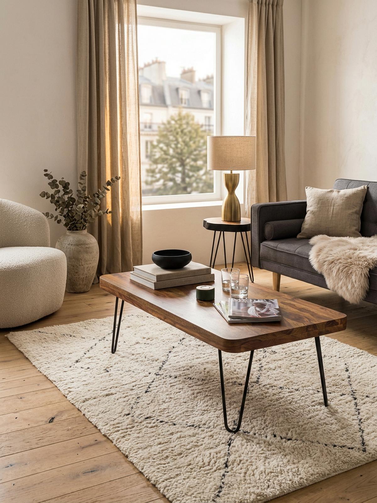 COUCHTISCH aus Massivholz mit Metallbeinen, handgefertigt, einzigartige Maserung, Braun 115x60x40 cm - Schwarz/Braun, Holz/Metall (60/115/40cm) - KADIMA DESIGN