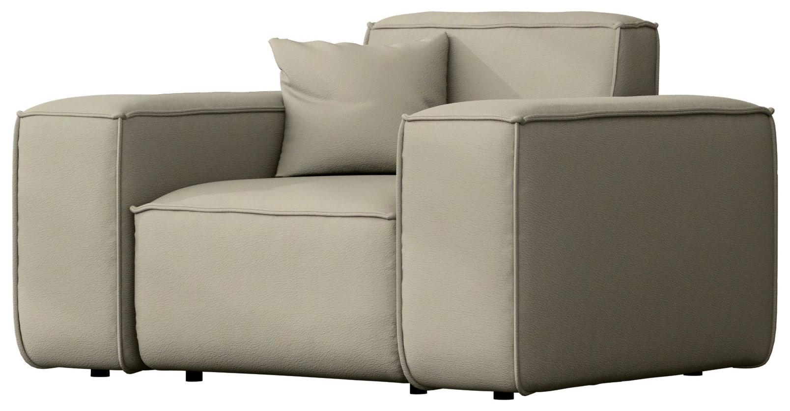 GARTENSESSEL Lorento Outdoor Polster-Loungesessel, Taupe Beige Kunstleder 121/73/92 cm - Taupe, Textil (121/73/92cm) - WFL GROUP