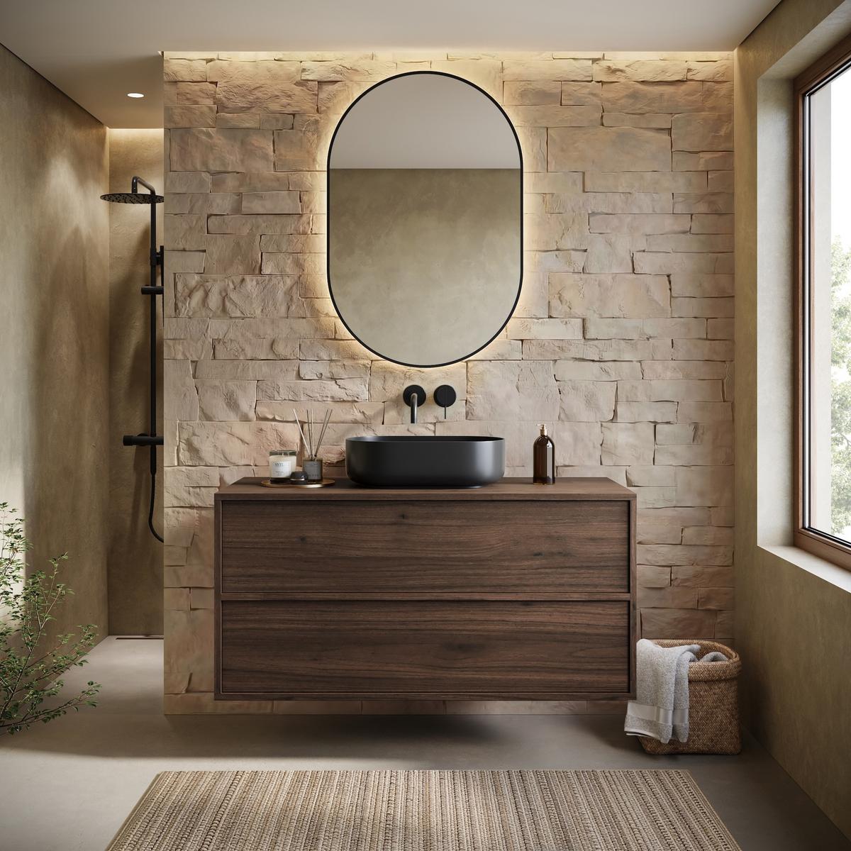 WASCHBECKENUNTERSCHRANK Mali 2 Schubladen Walnuss Braun - 100 x 46 x 54 cm - Eichefarben, Holz (100/54/46cm) - Badplaats