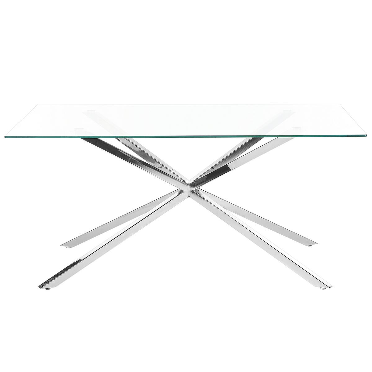 ESSTISCH 160/90/75 cm Silberfarben, Transparent Rechteckig Cora - Silberfarben, Glas (160/90/75cm) - Beliani