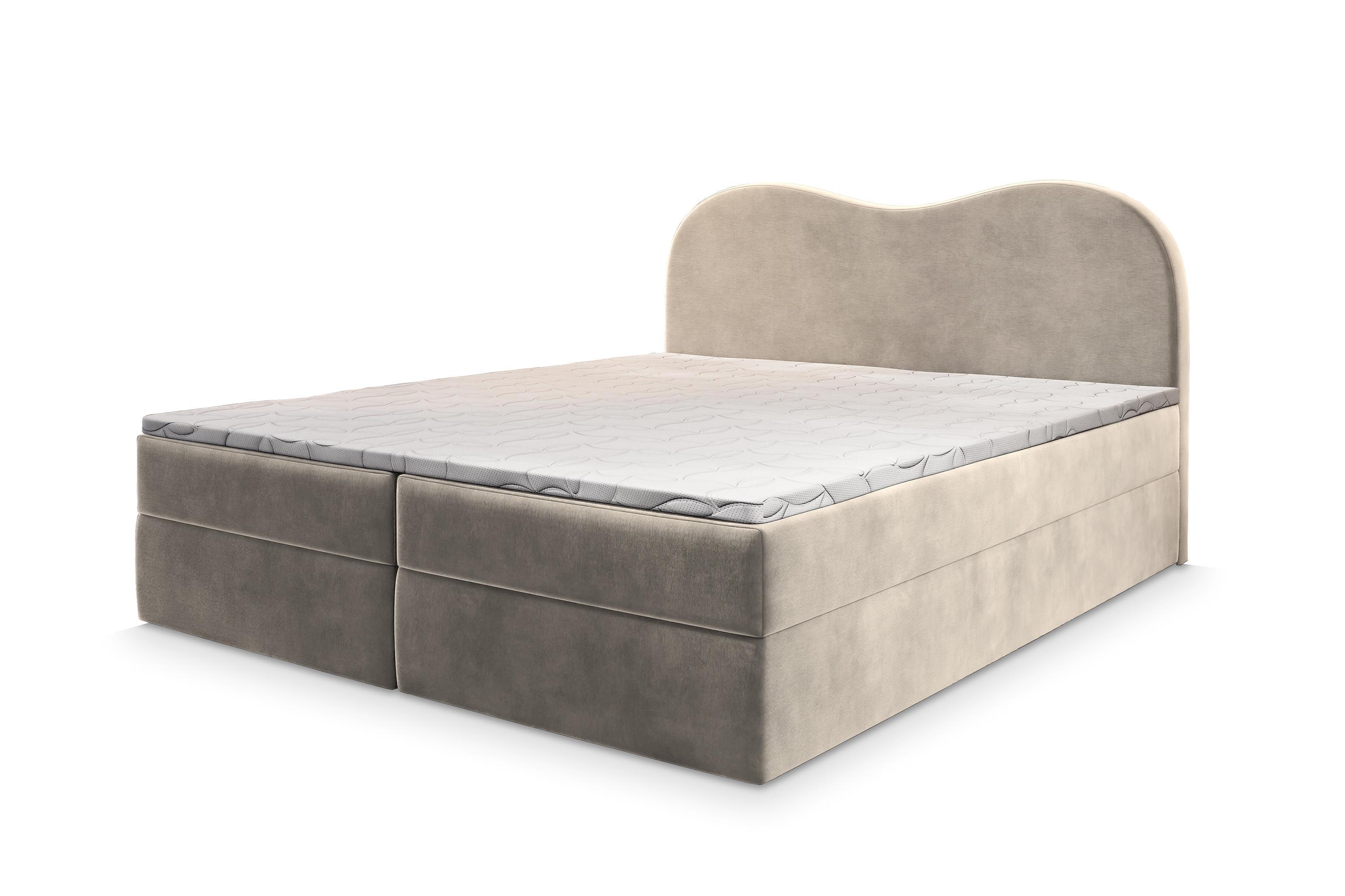 BOXBETT FLUVIA M 140x200 cm mit Matratze und Topper - Creme - Creme, Holz (140/200cm) - MASSENO