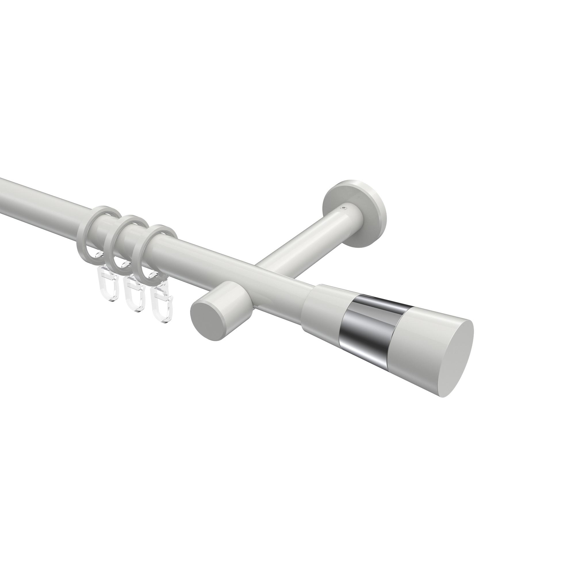 GARDINENSTANGE Prestige Tanara 540 cm (geteilt in 3 x 180 cm), 1-läufig, 20 mm Ø Weiß - Chromfarben/Weiß, Metall (540cm) - INTERDECO