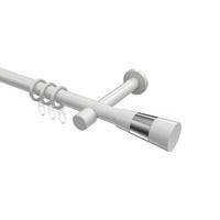 GARDINENSTANGE Prestige Tanara 540 cm (geteilt in 3 x 180 cm), 1-läufig, 20 mm Ø Weiß - Chromfarben/Weiß, Metall (540cm) - INTERDECO