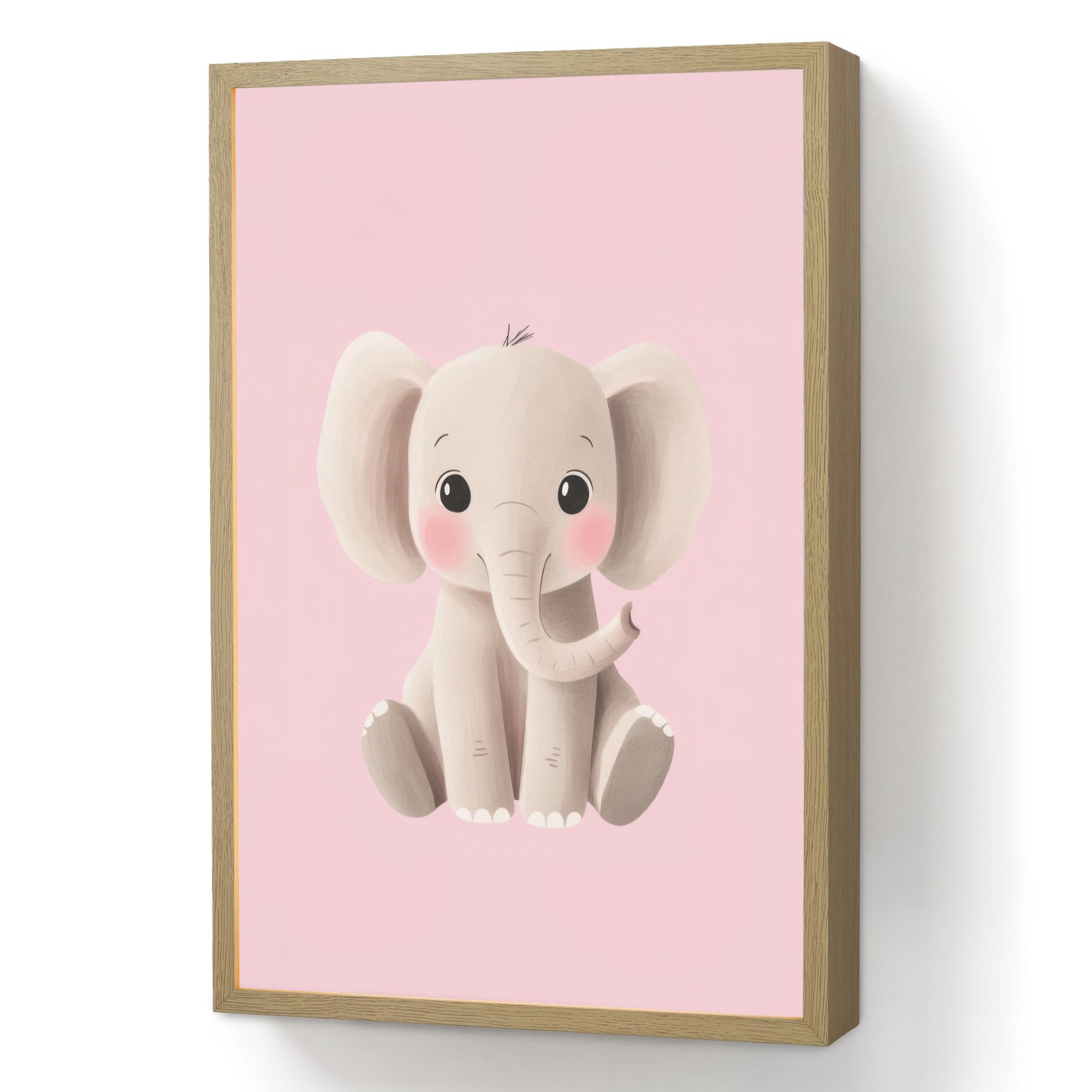 WANDLEUCHTE MIT AKKU Elefant - Baby - Rosa - Cartoon 40x60 cm - Hellrosa, Holzwerkstoff (40/60/8cm) - OnlyWow