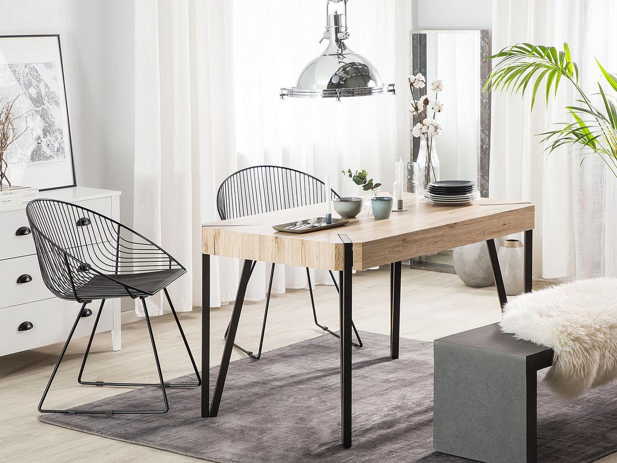 ESSTISCH 130/80/75 cm Hellbraun, Schwarz Rechteckig Cambell - Hellbraun, Holzwerkstoff (130/80/75cm) - Beliani
