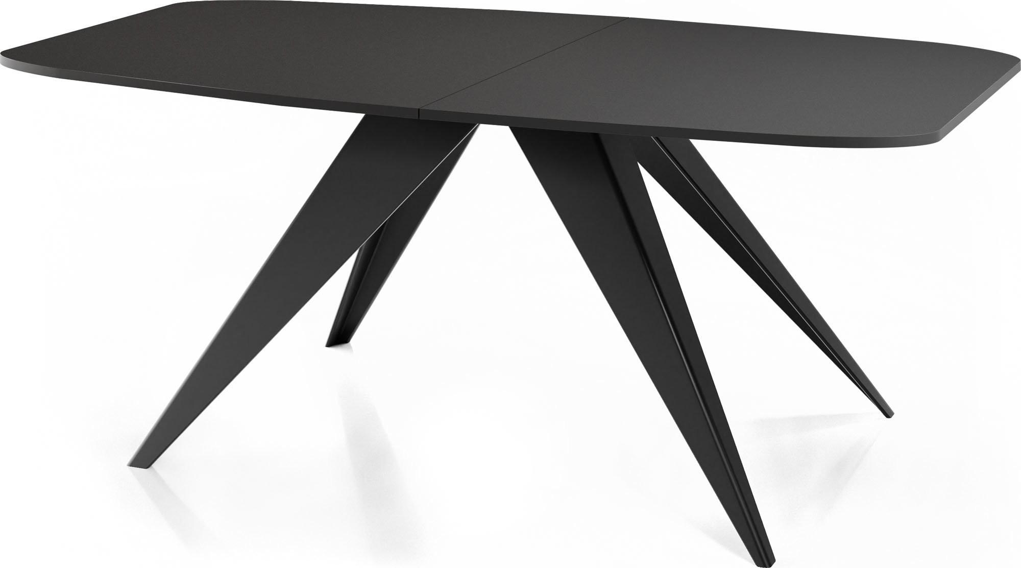 ESSTISCH Foster rechteckig ausziehbar, Schwarz 160-198/80/76 cm - Schwarz, Holzwerkstoff/Metall (80/200/76cm) - WFL GROUP