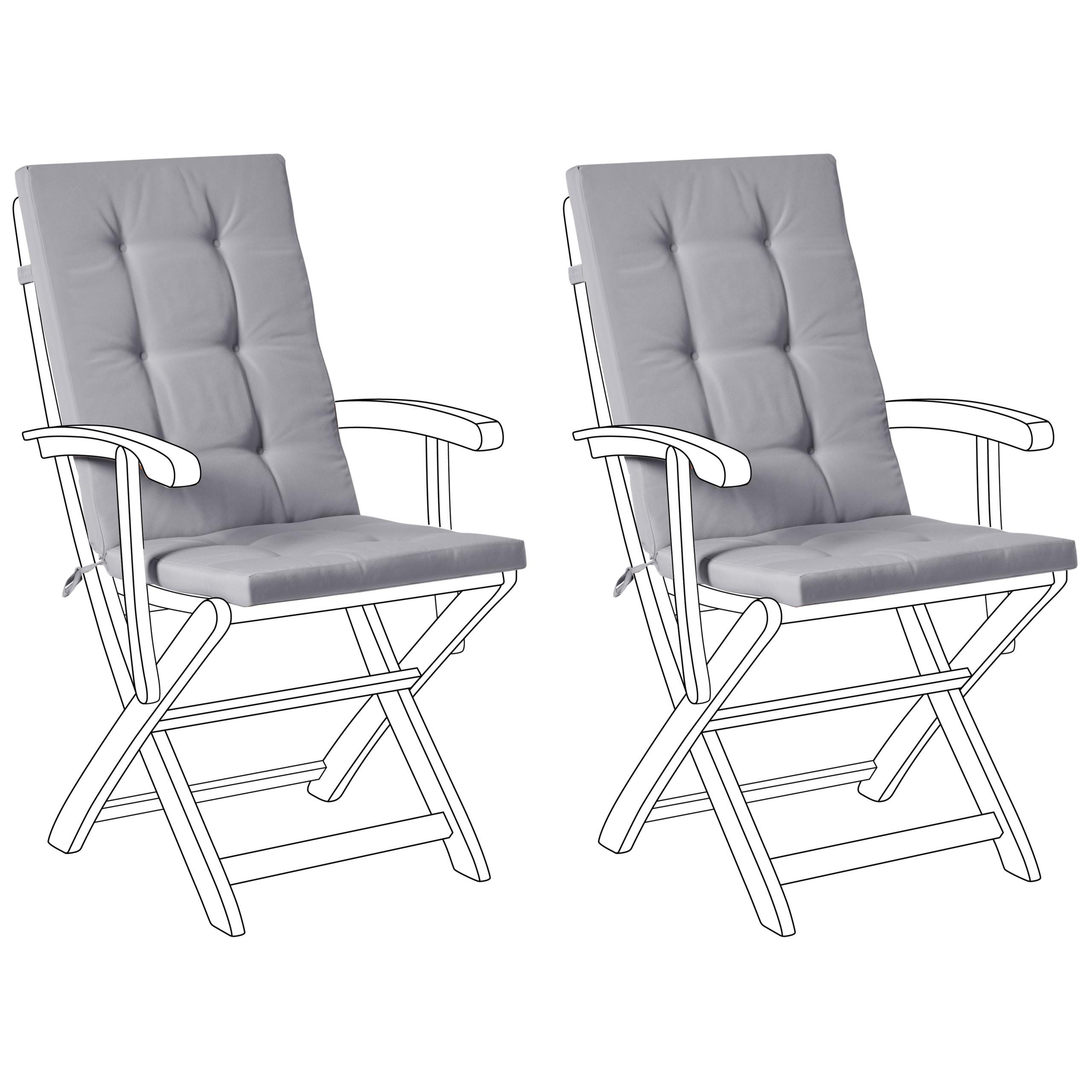 SITZAUFLAGEN 2er-Set Hellgrau 42/95 cm Maui Premium - Hellgrau, Textil (95/5/42cm) - Beliani