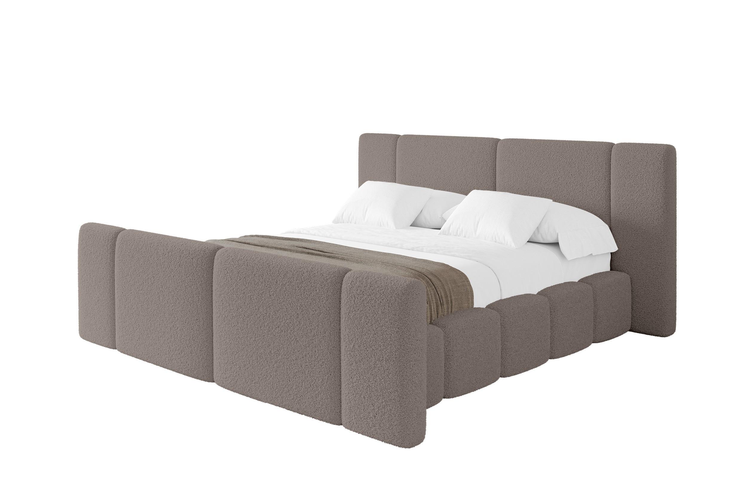 POLSTERBETT mit Bettkasten, Fußteil und Lattenrost, Boxbett ohne Matratze - NILO-Z 120x200 Braun - Braun, Holzwerkstoff/Textil (120/200cm) - ALTDECOR