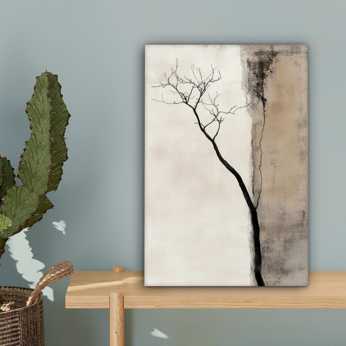 LEINWANDBILD Wabi sabi - Pflanze - Beige Deko Wohnzimmer 20x30 cm - Taupe, Textil (20/30cm) - MuchoWow