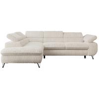 ECKSOFA PETER L Beige Cord - Links Seite - Beige/Schwarz, Textil/Metall (208/273cm) - MKS