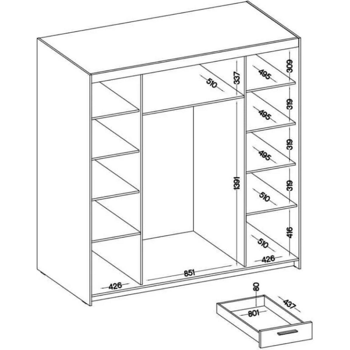 DREHTÜRENSCHRANK Elena mit 4 Türen und 2 Schubladen, mit Aufsatz Eiche Lefkas - Eichefarben, Holzwerkstoff (176/245/53cm) - Beautysofa