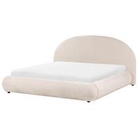 BETT mit Stauraum 180/200 Stoff Hellbeige Grasse - Beige, Textil (180/200cm) - Beliani