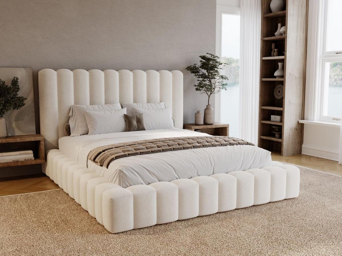 POLSTERBETT Rotto 180x200 Creme - Creme/Naturfarben, Holz/Kunststoff (180/200cm) - Graingold