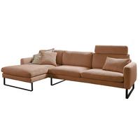 ECKSOFA RICARDA Braun Cord - Schwarz/Braun, Textil/Metall (298/154cm) - KAWOLA