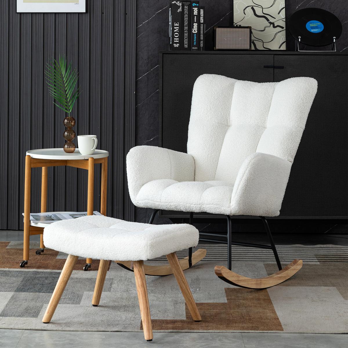 SCHAUKELSTUHL White - Weiß, Textil (69/33/69cm) - Urban Meuble