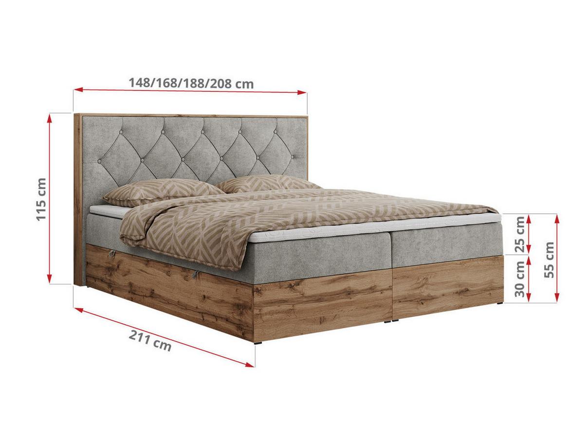 BOXBETT VENETO 140/200 Hellgrau Struktur - H3 - Hellgrau, Holz/Textil (140/200cm) - MKS