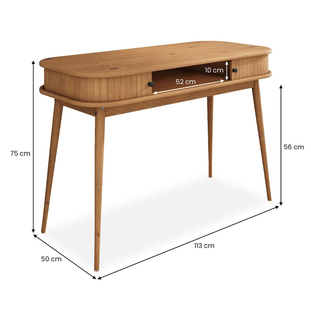 SCHREIBTISCH JARI Eiche - Eichefarben, Holz (50/113/75cm) - IDIMEX