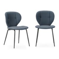 STÜHLEN (Set aus 2) mit schwarzen metallbeinen - maura 50/57,5/49 cm - Dunkelgrau, Kunststoff (57.5/49/50cm) - Calicosy