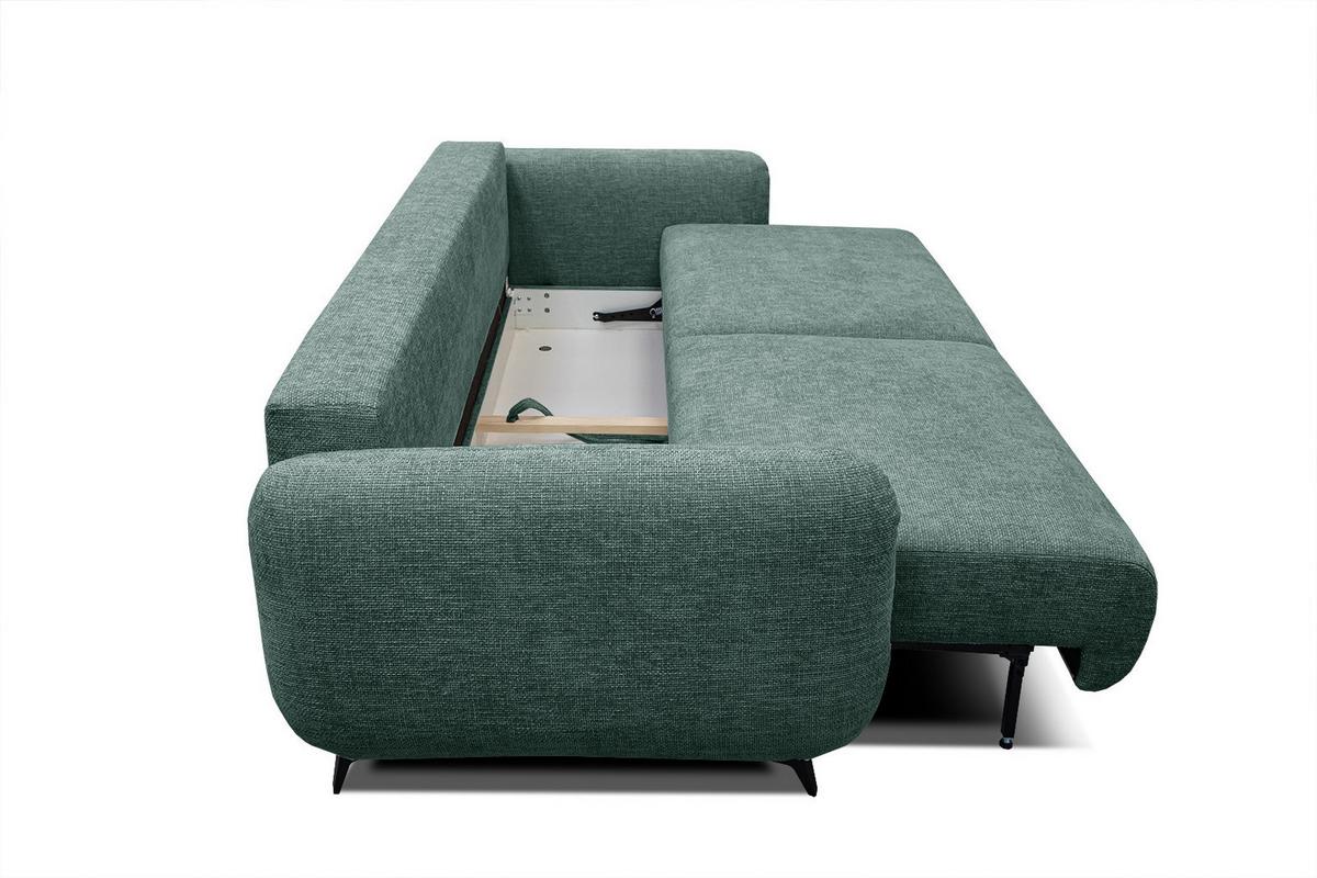 SOFA DRAKE 3-Sitzer mit Schlaffunktion, smaragdgrün - Smaragdgrün/Braun, Holz/Textil (232/90/107cm) - Wozimo