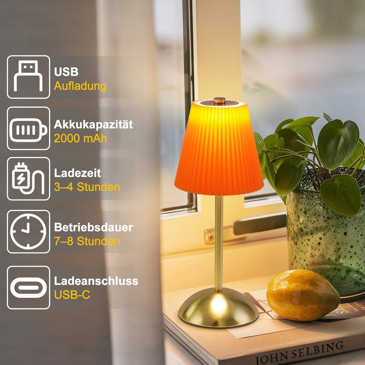 LED TISCHLAMPE Celesia 11.5/11.5/30 - Orange, Metall (11.5/11.5/30cm) - ZMH