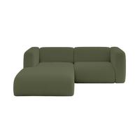 ECKSOFA Ottomane Links MIRA-L1 227x179x89 Grün Bouclé - Schwarz/Olivgrün, Holzwerkstoff/Kunststoff (227/179cm) - ALTDECOR