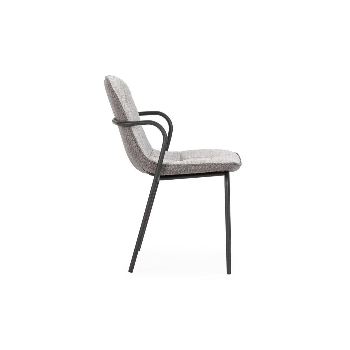 STÜHLE 4er-Set aus Stoff mit Metallbeinen 59/46/51 cm - Hellgrau, Textil (59/46/75cm) - Calicosy