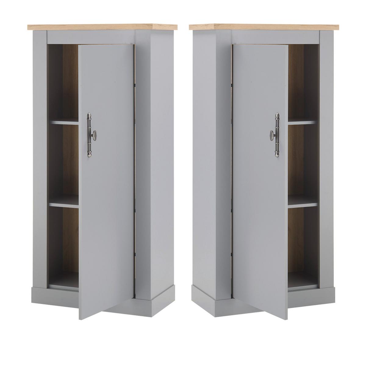 KOMMODE grau, Artisan Eiche 68 cm , Highboard im Landhaus-Stil - Silberfarben/Hellgrau, Holzwerkstoff/Metall (68/142/37cm) - Furn.Design