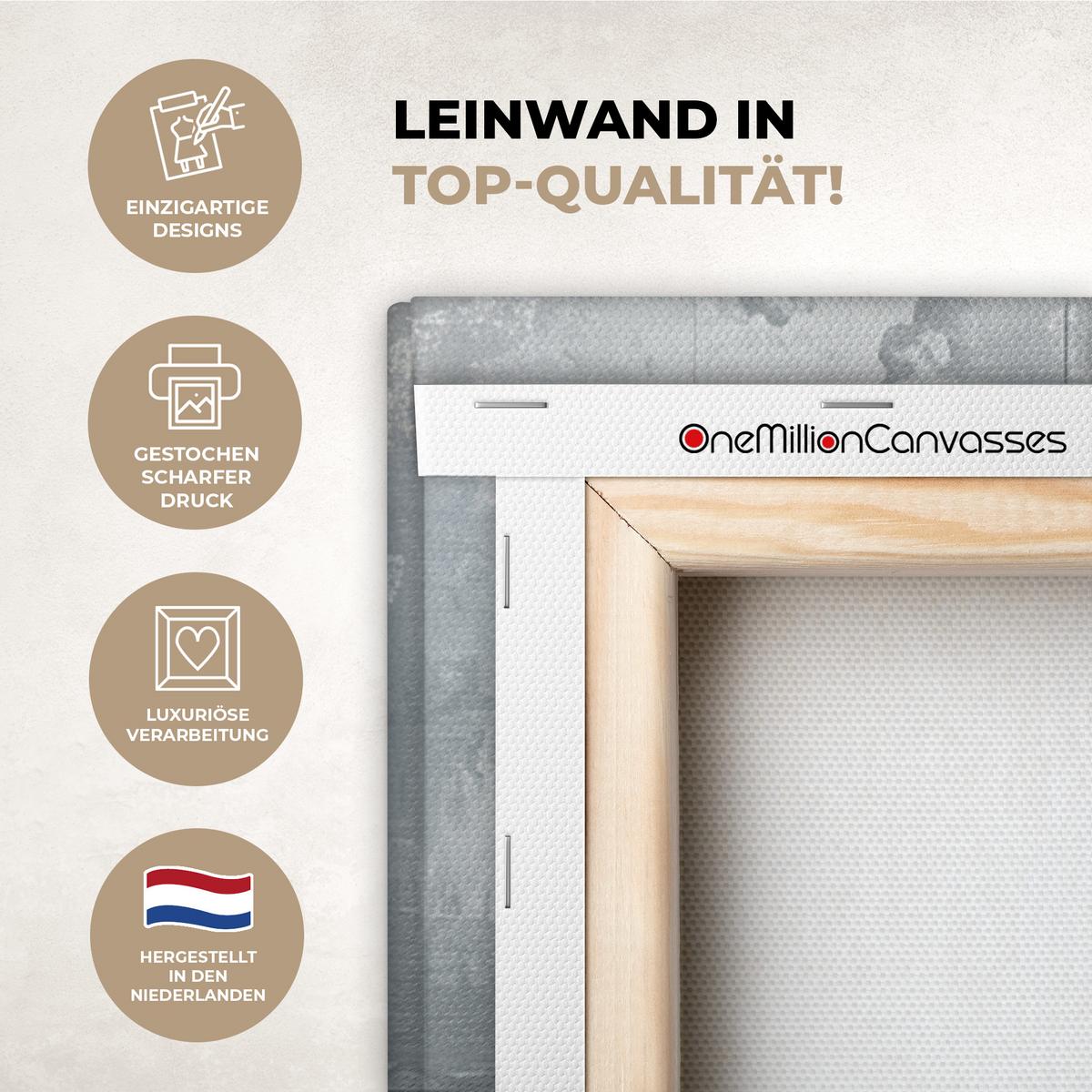 LEINWANDBILD Kunst - Grau - Gold - Abstrakt Wanddeko 40x60 cm - Dunkelgrau, Textil (40/60cm) - MuchoWow