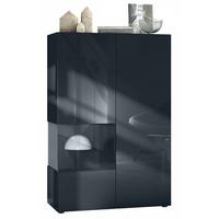 VITRINE Morena Einsatz in Schwarz matt - Schwarz, Holzwerkstoff (91.5/136.5/37cm) - Vladon