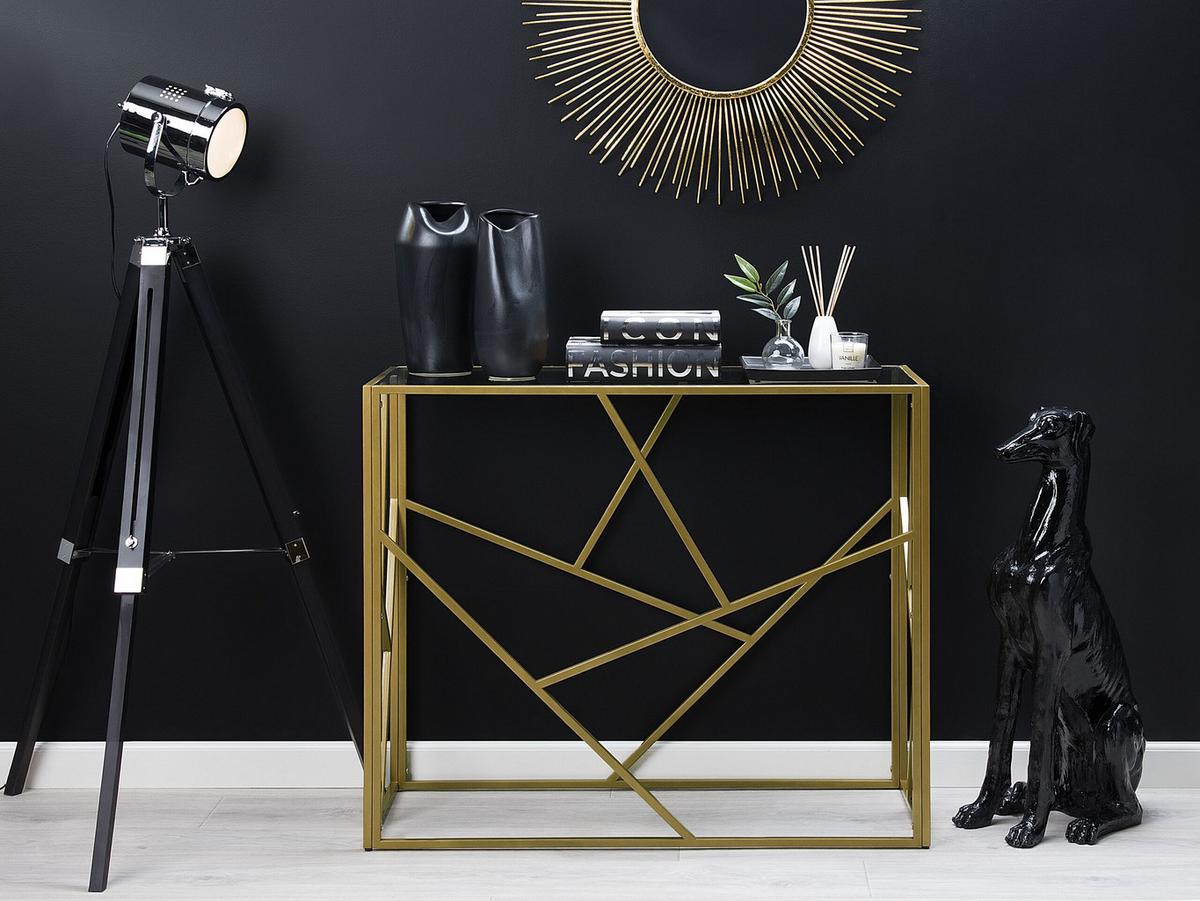 KONSOLENTISCH Glas gold Orland - Transparent/Goldfarben, Glas (40/100/85cm) - Beliani