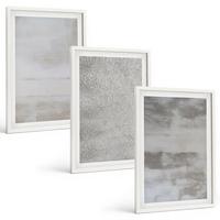 BILDER SET 3er Set - 40x60 cm Weißer Rahmen - Moderne minimalistische Texturen - Weiß, Kunststoff (40/60cm) - TULUP