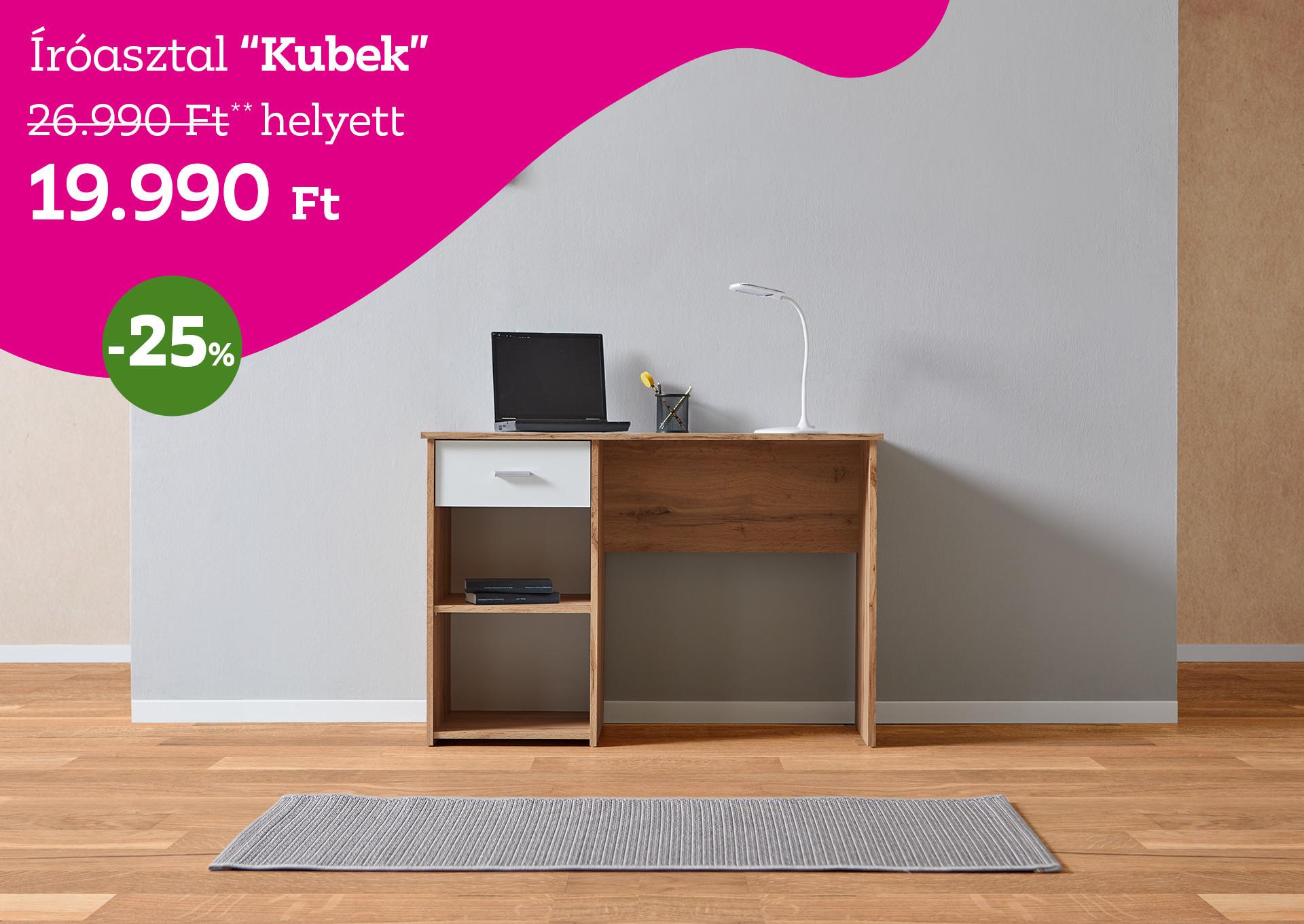 íróasztal KUBEK 26990 Forint helyett 19990 Forint, kedvezmény mértéke 25%