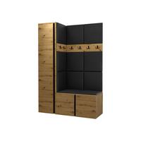 GARDEROBEN-SET Orion IX - Schwarz/Eiche Artisan, Holzwerkstoff/Kunststoff (124/186/46cm) - MIRJAN24