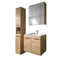 BADMÖBEL-SET 3-teilig Eiche Artisan, Badkombination 105 cm Komplett-Set mit Waschbecken - Schwarz/Eiche Artisan, Glas/Keramik (105/185/46cm) - Inn.Furn