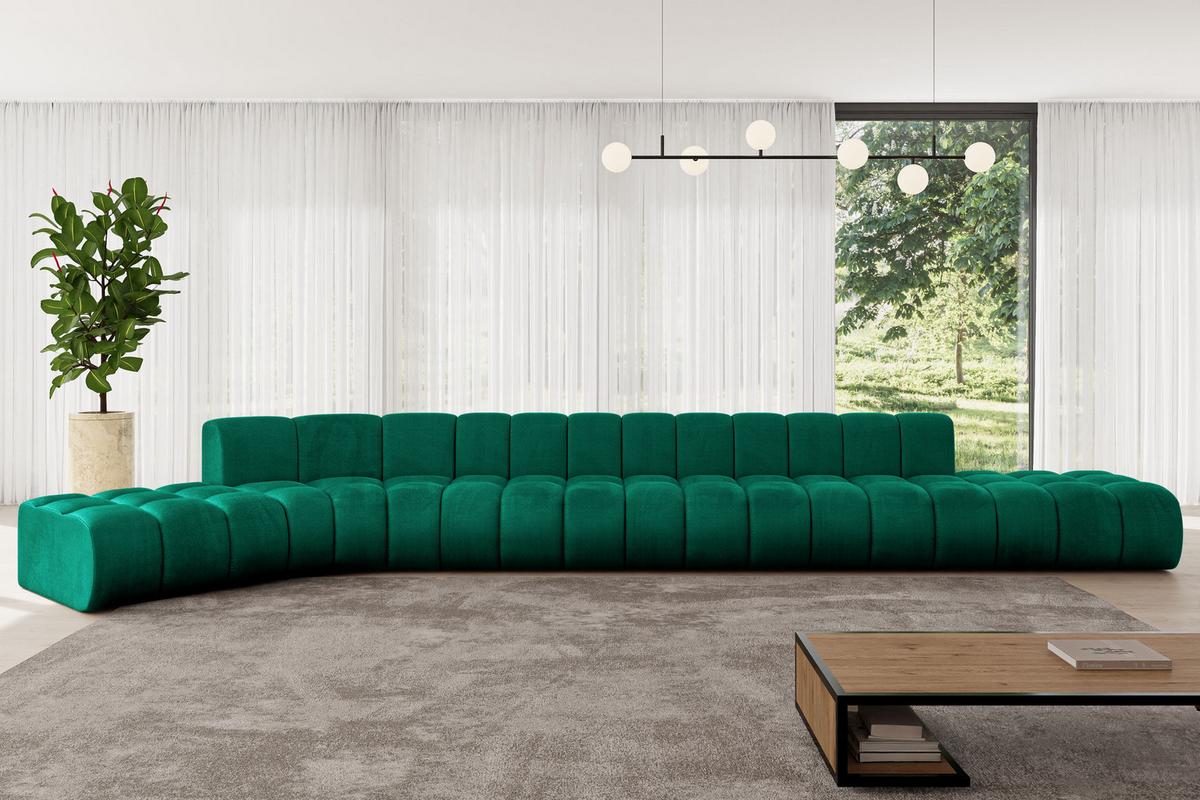 ECKSOFA modulares Sofa Solven-L3 - 562x174x70 cm Grün - Dunkelgrün, Holzwerkstoff/Textil (562/174cm) - ALTDECOR