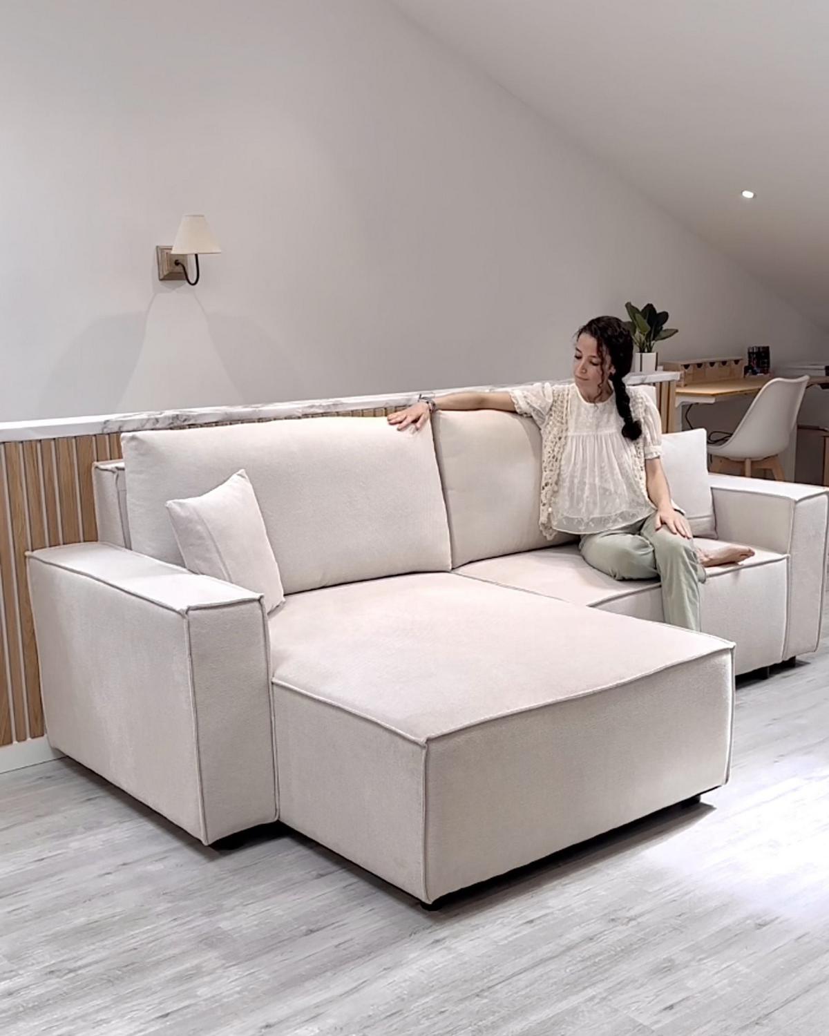 3-SITZER-ECKSOFA beige linksseitig mit Schlaffunktion Stauraum Karila - Beige, Textil (250/150cm) - Beliani