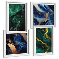 BILDER SET 4er Set - 50x50 cm & 40x60 cm Weißer Rahmen - Elegante Muster auf Steinen - Weiß, Kunststoff (50/50cm) - TULUP